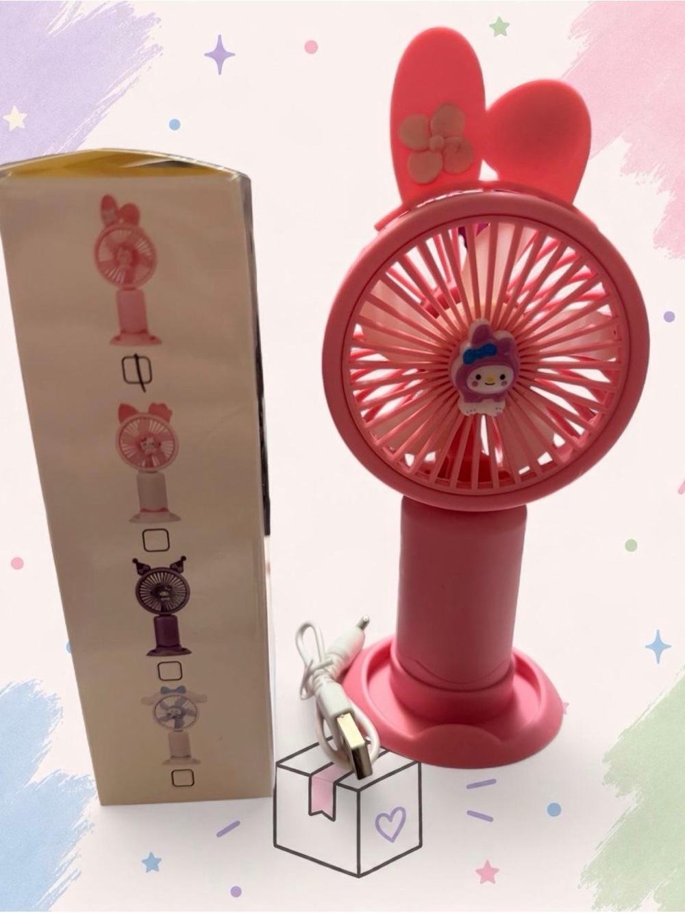 My Melody Handheld OR Desktop Fan | NIB | Charger Included